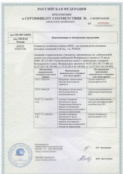 25.06.2015 Каменск-Уральский - Pongs. Приложение к сертификату соответствия